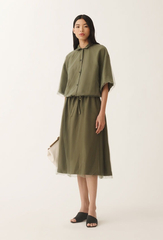 Fabiana Filippi Jupe en lin et viscose, gazon VERT GND275F848L3540000