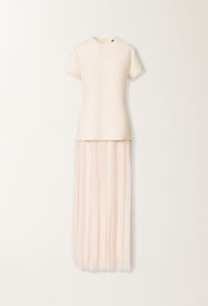 Fabiana Filippi Long dress with georgette skirt, butter BUTTER ABD276F643M1130000