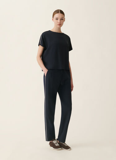 Fabiana Filippi T-shirt en jersey de coton côtelé, bleu nuit Bleu nuit JED216F119M3280000