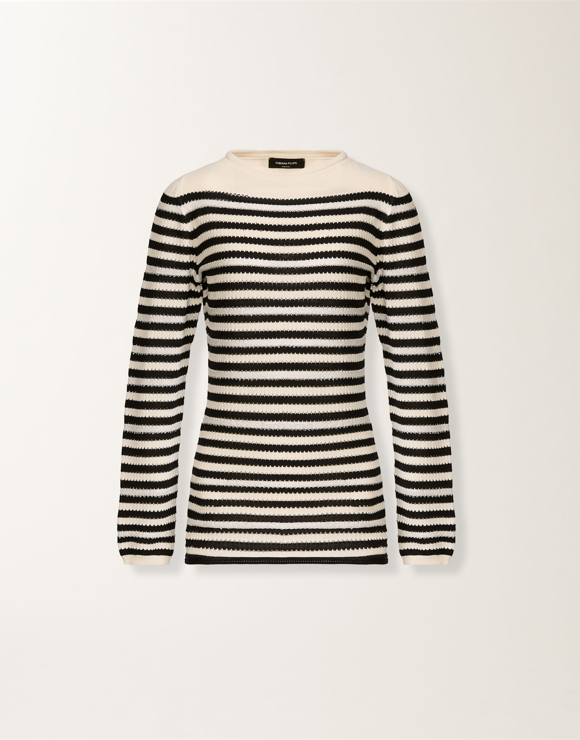 Fabiana Filippi Pull en coton biologique avec micro-paillettes, jaune beurre et bleu BLEU NUIT MAD276F473M1660000