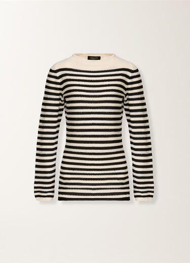 Fabiana Filippi Pull en coton biologique avec micro-paillettes, jaune beurre et bleu BLEU NUIT MAD276F473M1660000