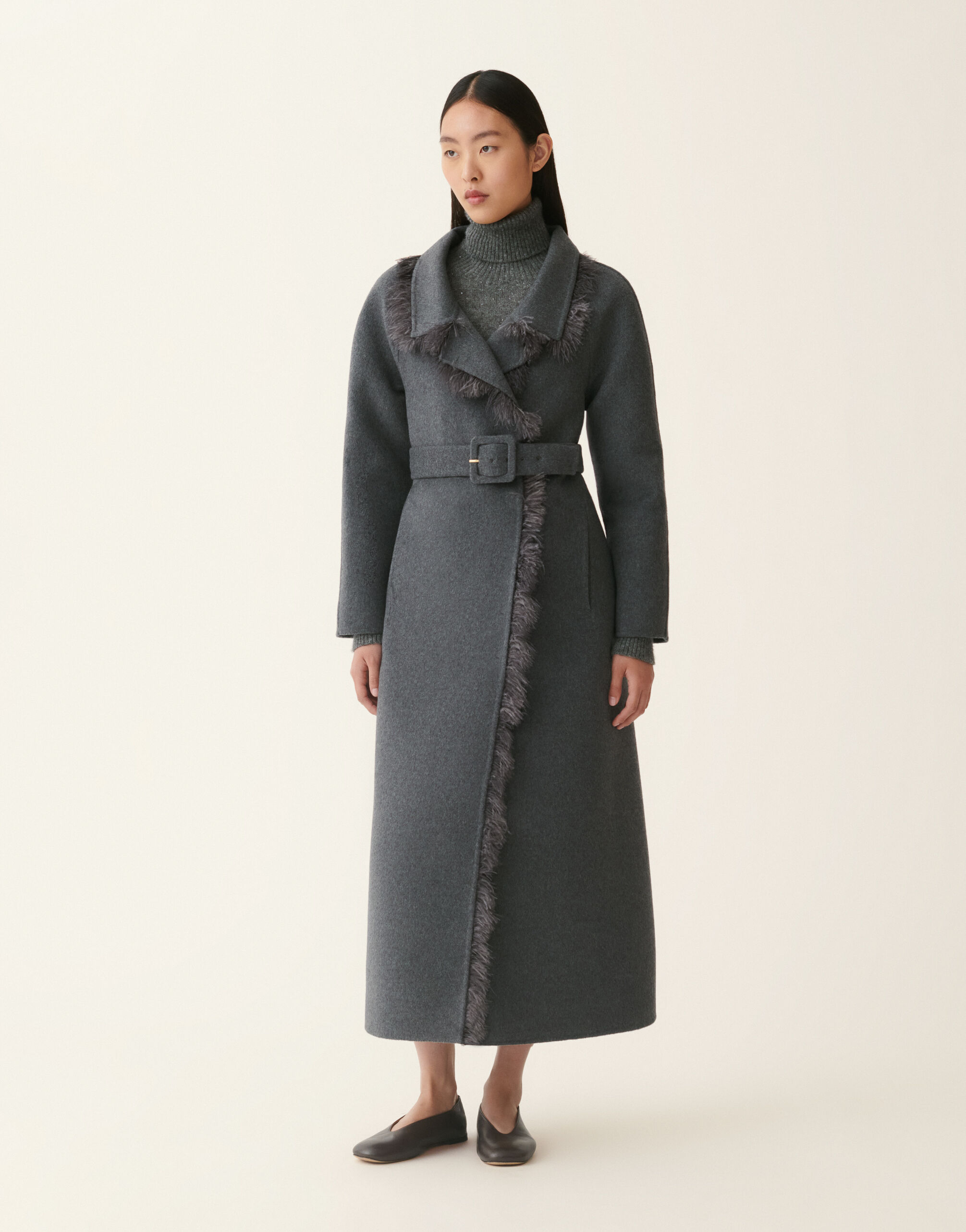 Fabiana Filippi Short wool and cashmere double coat, lead Lead CTD226F206M3840000