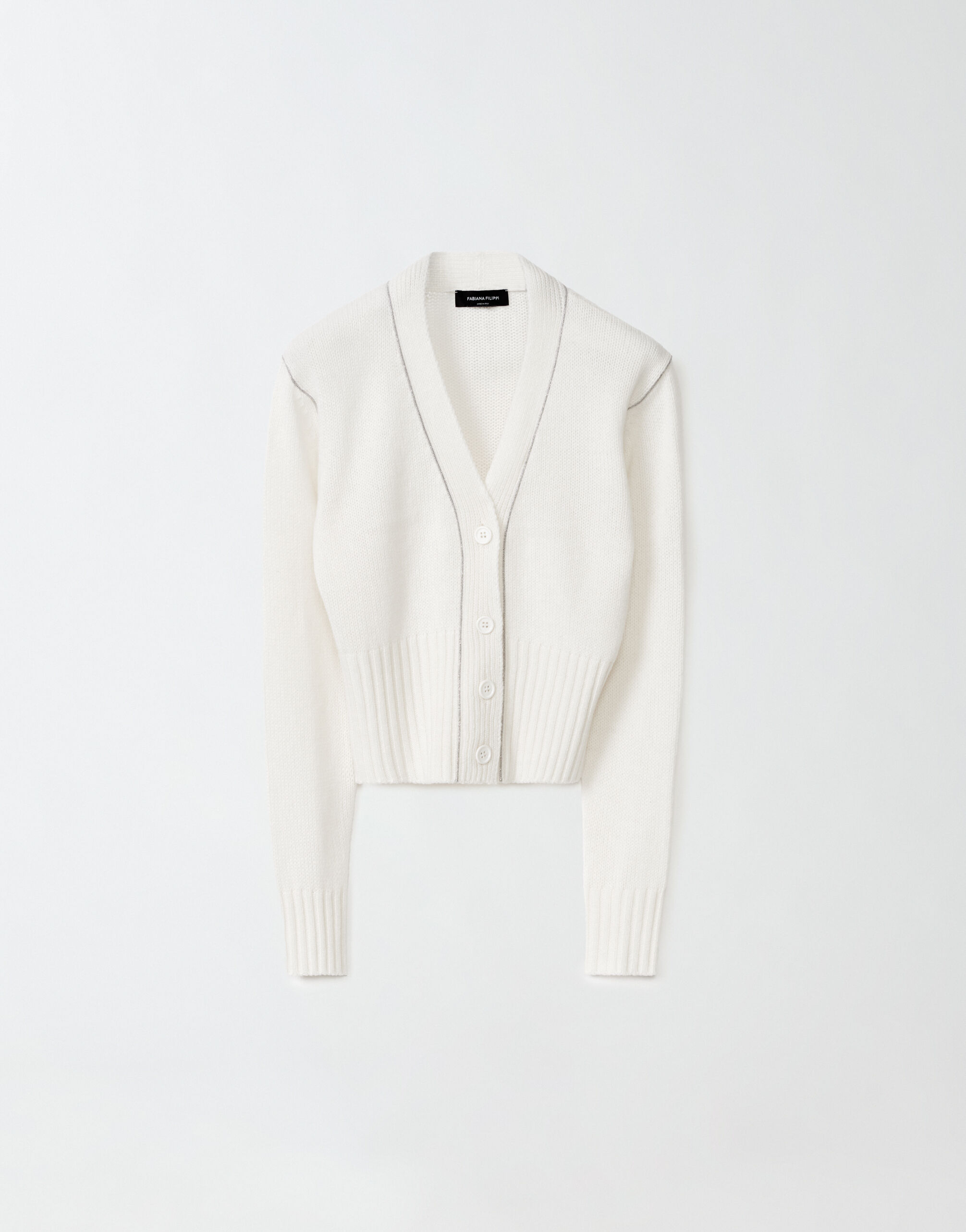 Fabiana Filippi Brushed cashmere cropped cardigan, white WHITE MAD264F038N900M466