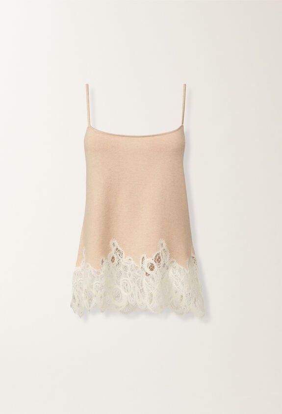 Fabiana Filippi Platinum lingerie top with macramé lace, rope BEIGE MAD215F043L5190000