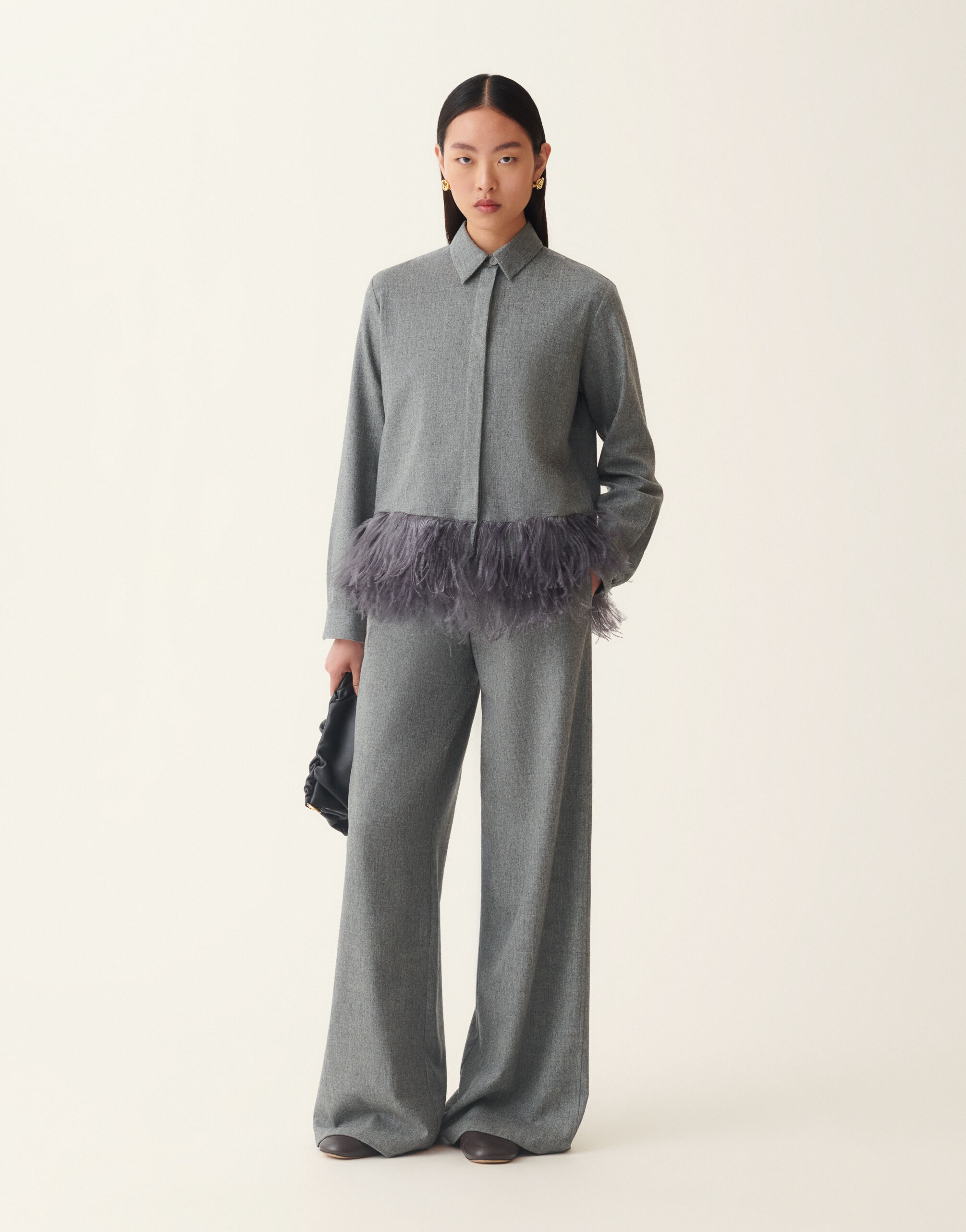 Boxy flannel shirt, mineral Fabiana Filippi Boxy flannel shirt, mineral Mineral CAD226F312M4150000