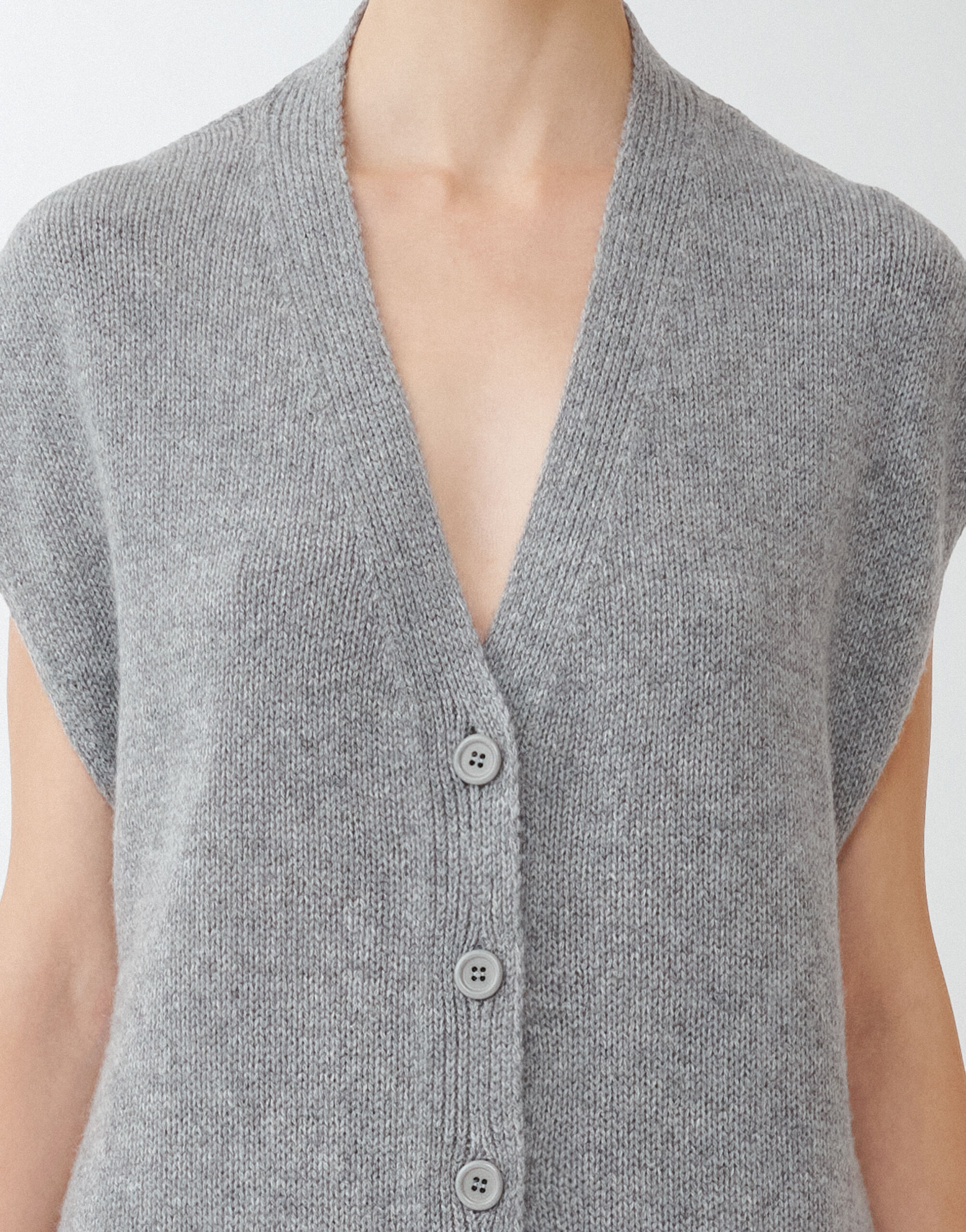 レディースガーゼ カシミヤ ベスト§メランジストーングレー Fabiana