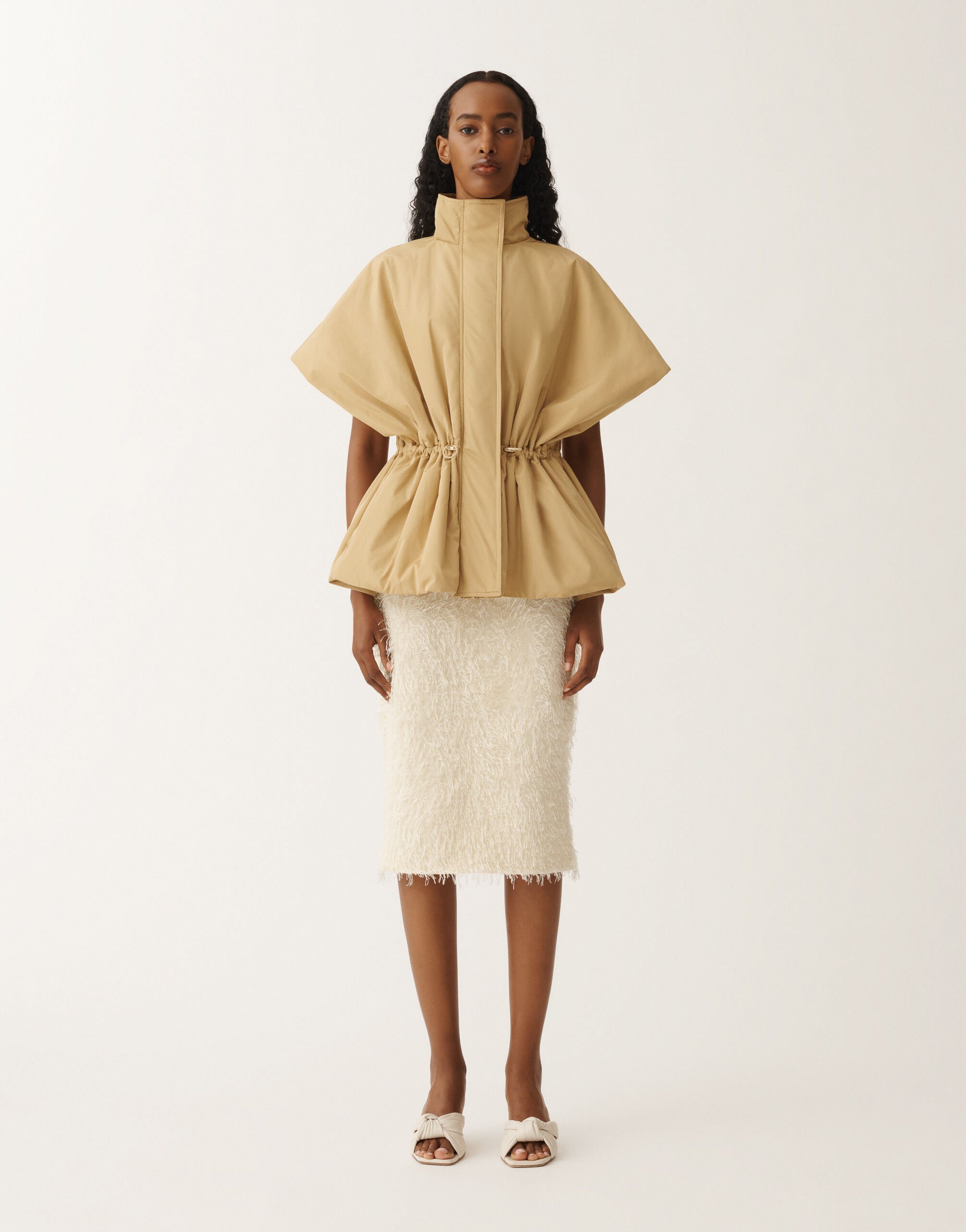 Fabiana Filippi Short technical taffeta cape, gold YELLOW CTD265F255L2950000
