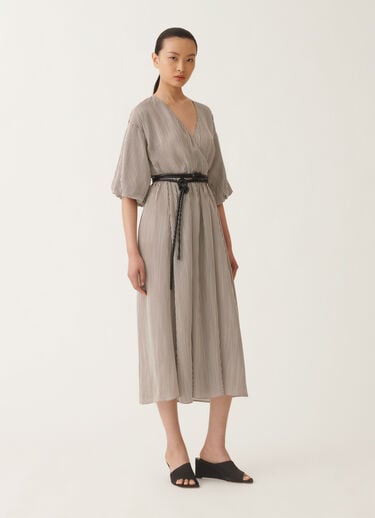 Fabiana Filippi Robe en viscose rayée armurée, blanc beurre BLANC / NOIR ABDC02F123H5530000