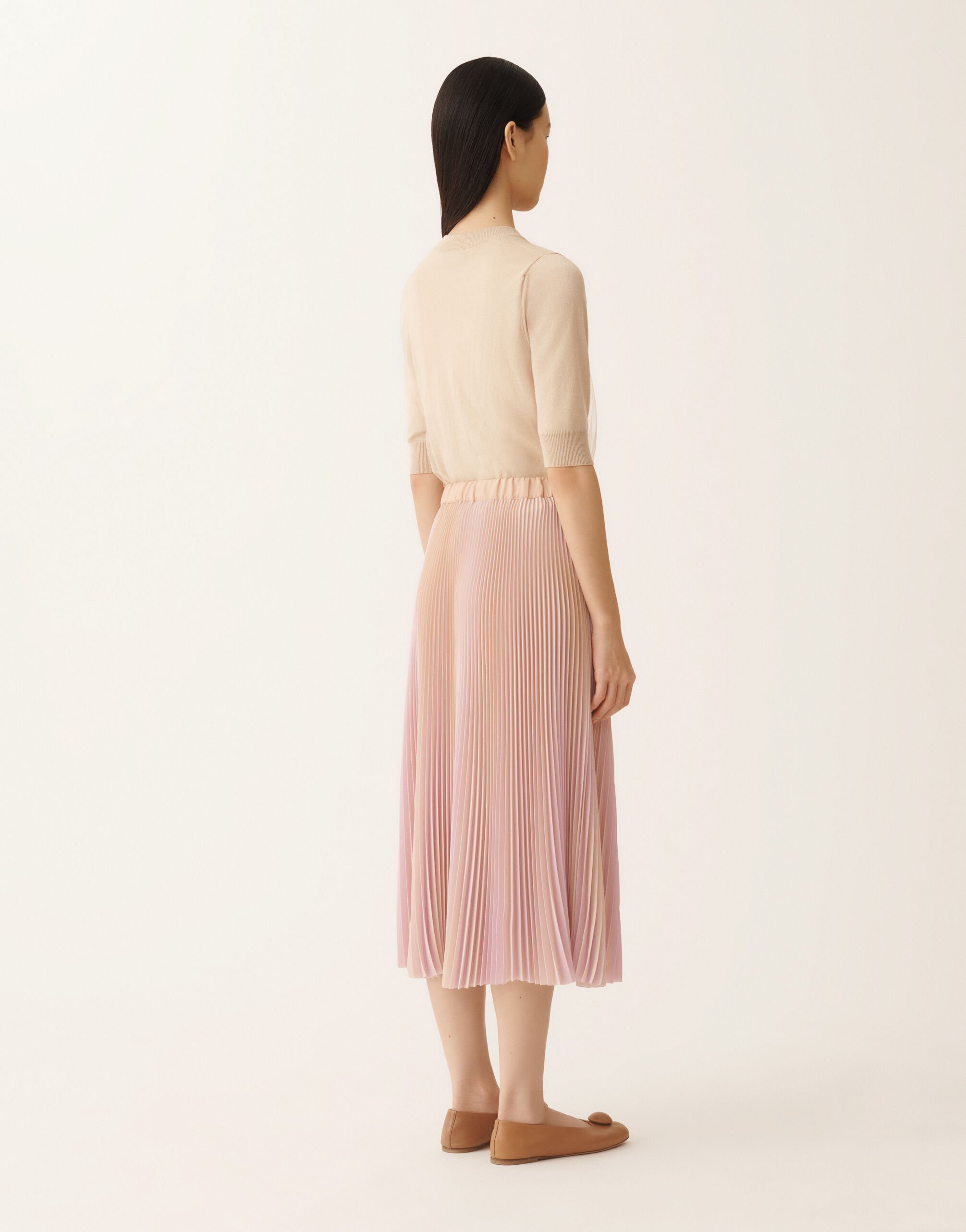 Fabiana Filippi Bicolor Satin-Plissé-Rock in Ahorn und Rosa Rosa GND266F405L7510000