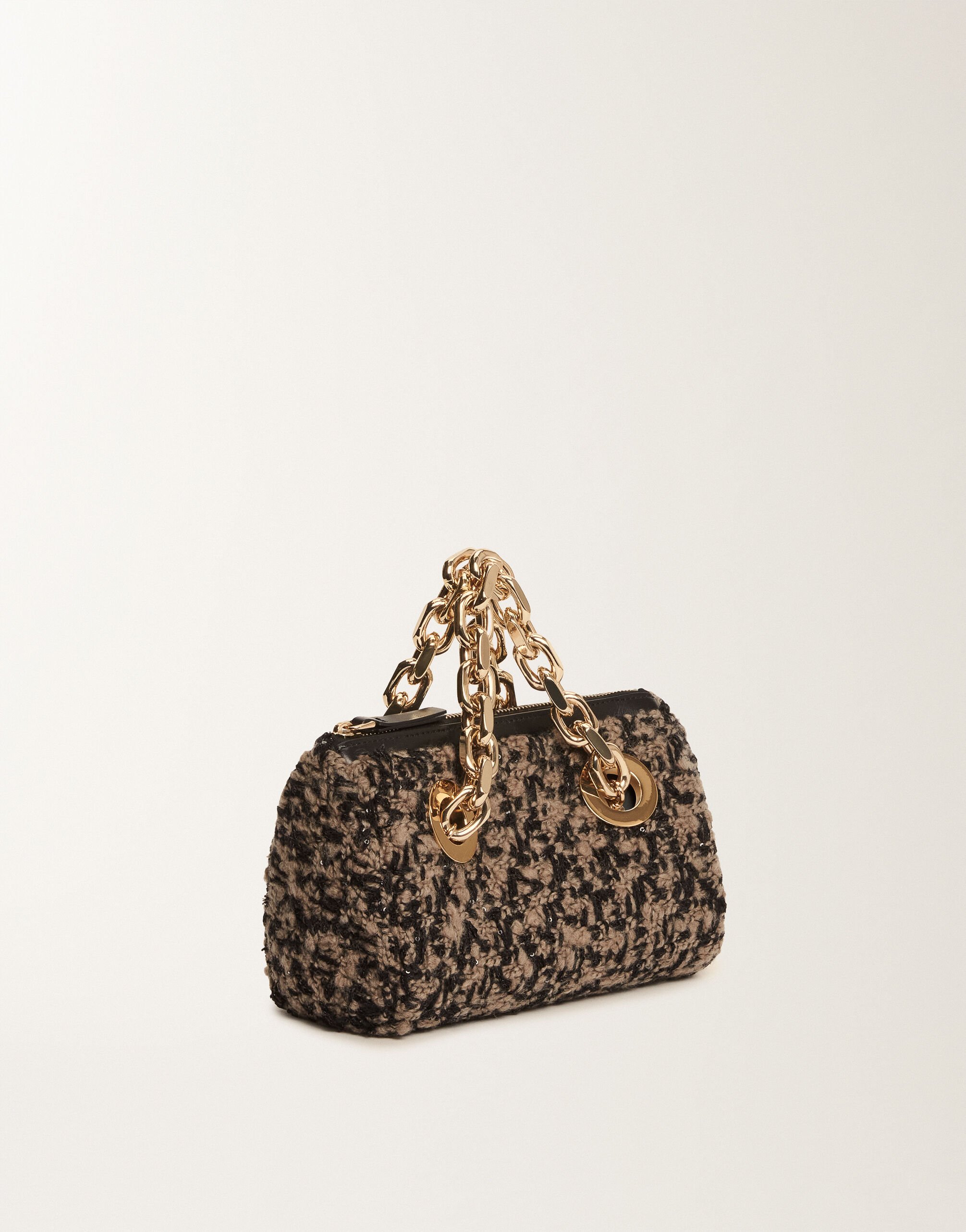 Fabiana Filippi Mini Eyelet in Tweed, Taupe und Schwarz Schwarz BGD225A920L8790000