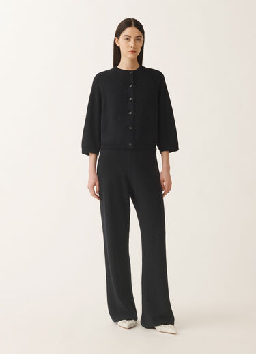 Fabiana Filippi Cotton and linen cape cardigan with sequins, midnight blue BLUE MAD275F528D2730000