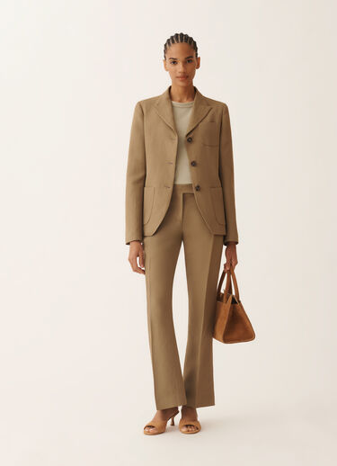 Fabiana Filippi Pantalone in fluido di lino e viscosa, fango FANGO PAD276F805M1500000