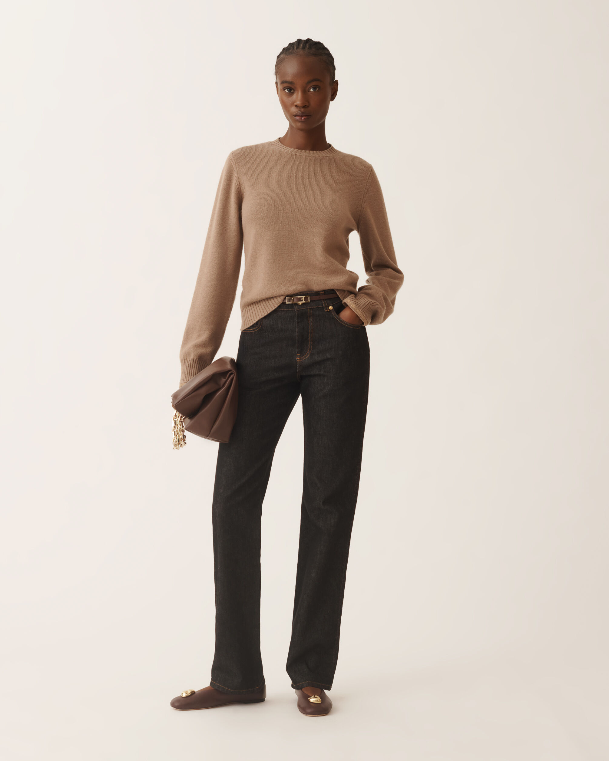 Fabiana Filippi Pullover in Platin, Rinde Braun MAD225F465L5170000