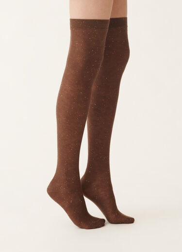 Fabiana Filippi Wool socks with sequins, ebony BROWN SAD215A862L5570000