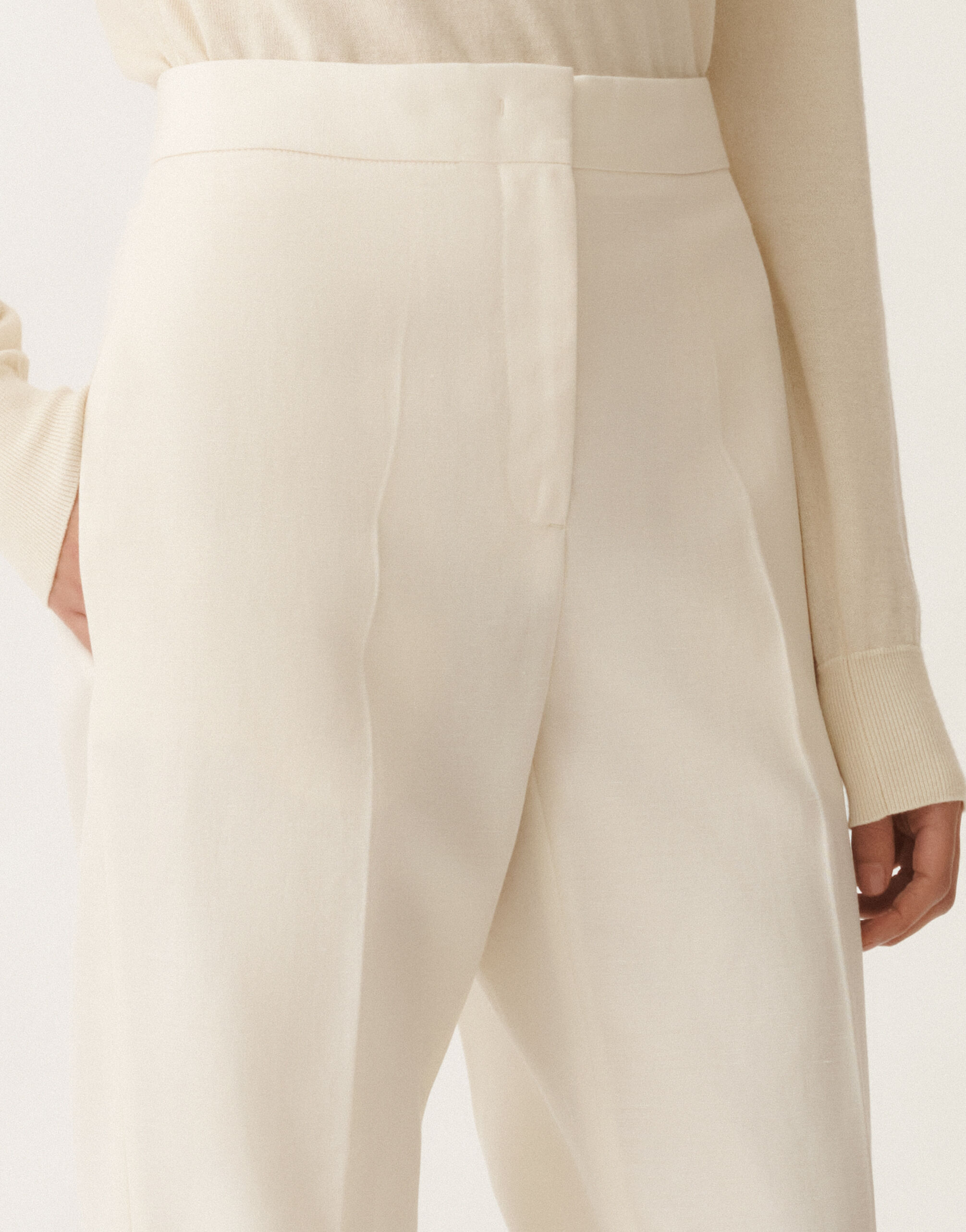 Fabiana Filippi Hose Deruta aus Geflecht in Wolle und Leinen, vanillefarben WEISS PAD265F320D8220000