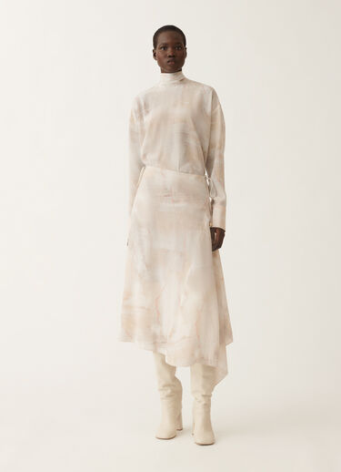 Fabiana Filippi Printed crepe de chine skirt, butter, maple and peony BEIGE GND215F421D8860000