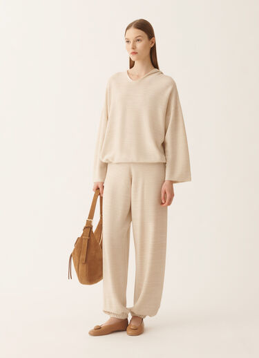 Fabiana Filippi Hooded sweater in wool, cotton, and lurex, cream Butter MAD266F040L7660000