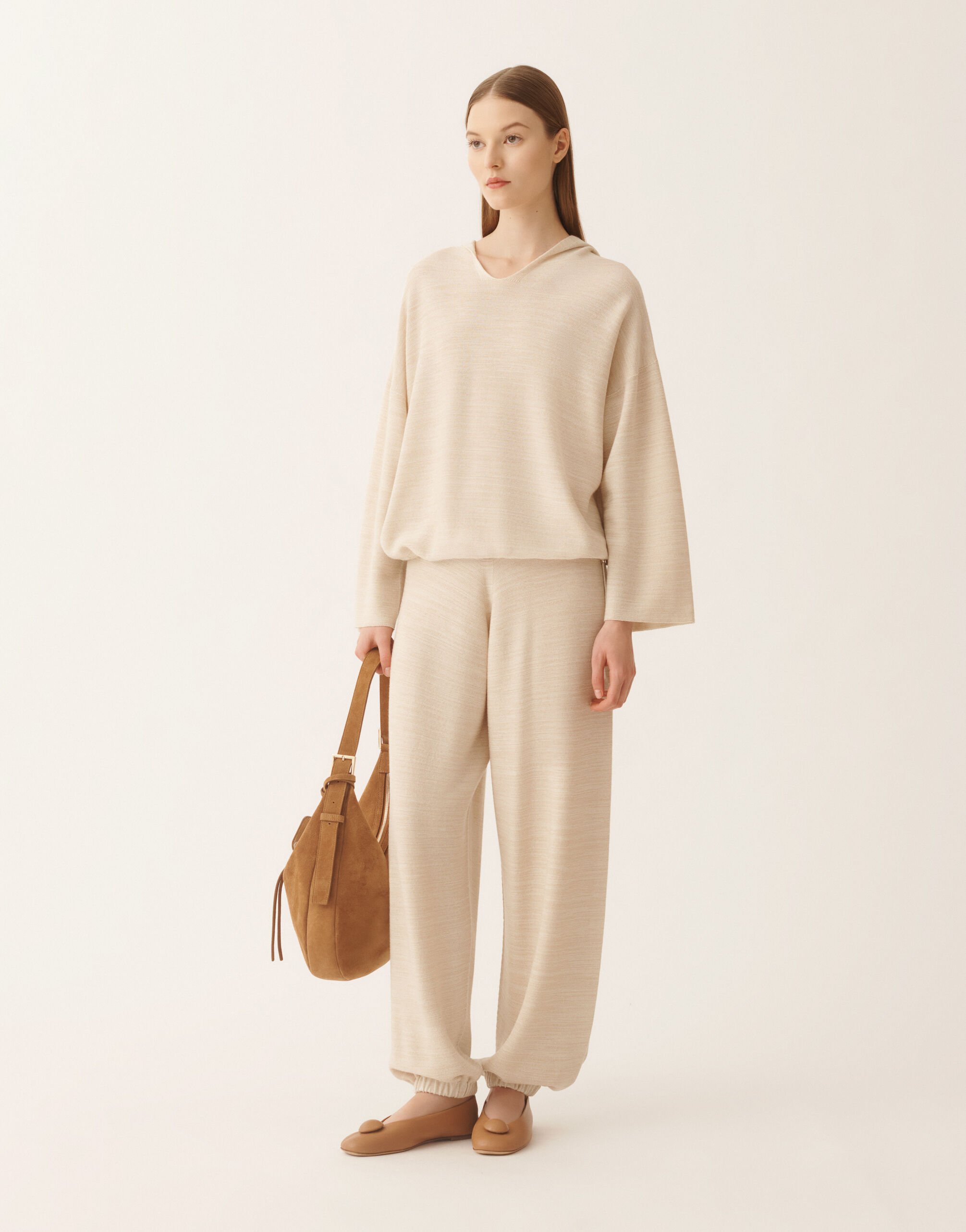 Fabiana Filippi Hooded sweater in wool, cotton, and lurex, cream Butter MAD266F040L7660000