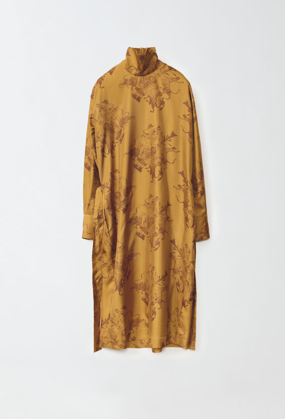 Fabiana Filippi Printed silk twill dress, mustard YELLOW ABD224F671D7670000