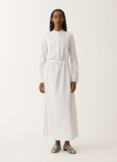 Fabiana Filippi Striped poplin shirt dress, optical white and aloe WHITE ABD265F206L2340000