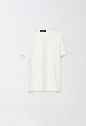 Fabiana Filippi SHORT SLEEVE T-SHIRT WITH STRASS WHITE CTD224F712D7520000