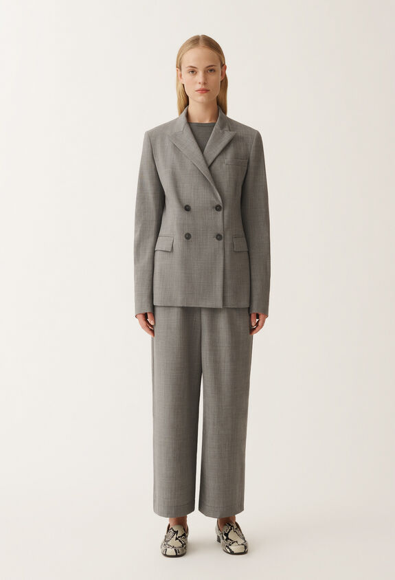 Fabiana Filippi Cool wool double-breasted jacket, melange rock GREY GCD265F227L2960000