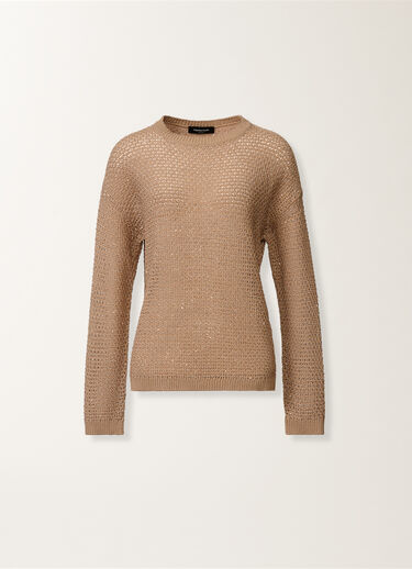 Fabiana Filippi Cotton ribbon-knit sweater with sequins, maple ACER MAD276F534M1200000