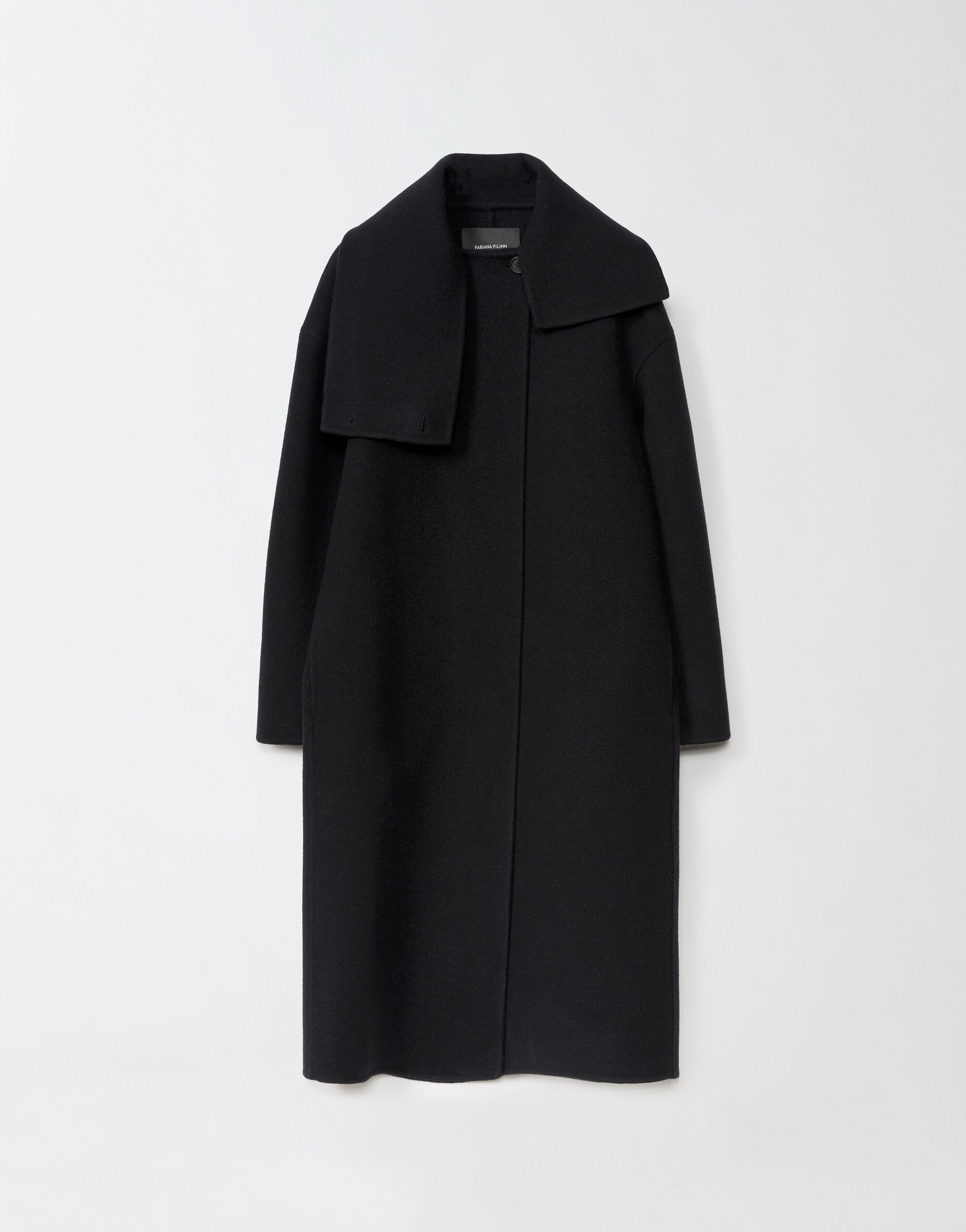 BOILED WOOL LONG TOPCOAT WITH MAXI COLLAR