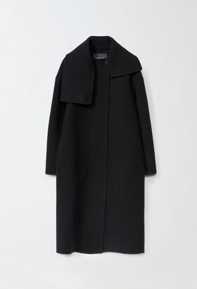 Fabiana Filippi BOILED WOOL LONG TOPCOAT WITH MAXI COLLAR BLACK CTD214F382D7520000