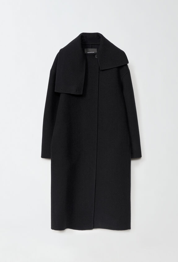 Fabiana Filippi Langer Mantel aus Walkwolle, Schwarz SCHWARZ CTD214F382D7520000