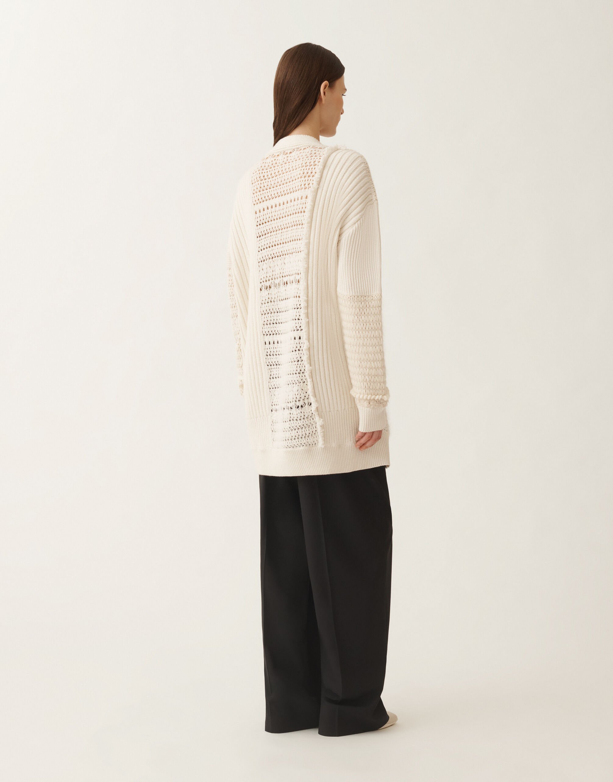 Fabiana Filippi Cardigan in Platinum and mohair, raffia White MAD225F523L7130000