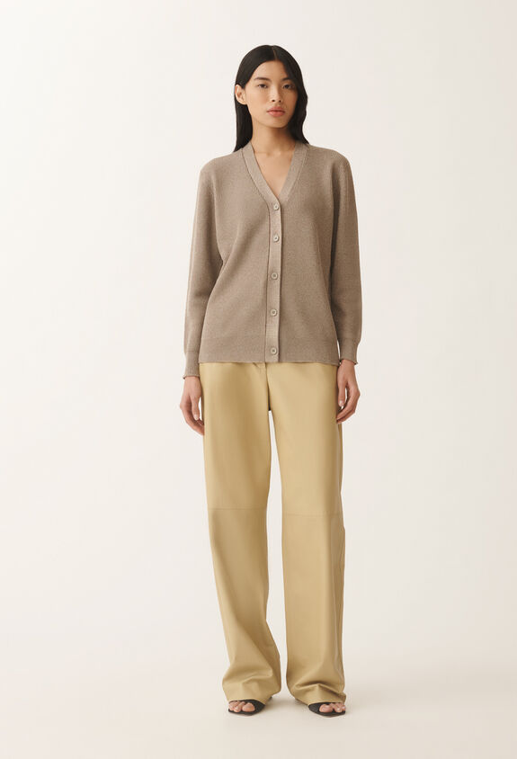 Fabiana Filippi Cardigan en coton biologique et lurex, argile ARGILE MAD275F496L4520000