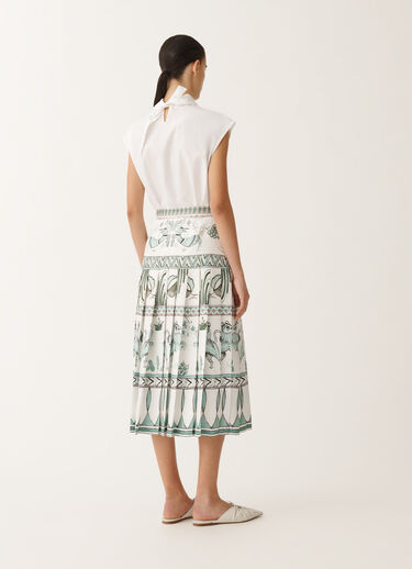 Fabiana Filippi Jupe en sergé de soie à imprimé picta, blanc, vert d’eau et bleu pétrole BLANC/TURQUOISE/VERT EAU GND275F843D8600000