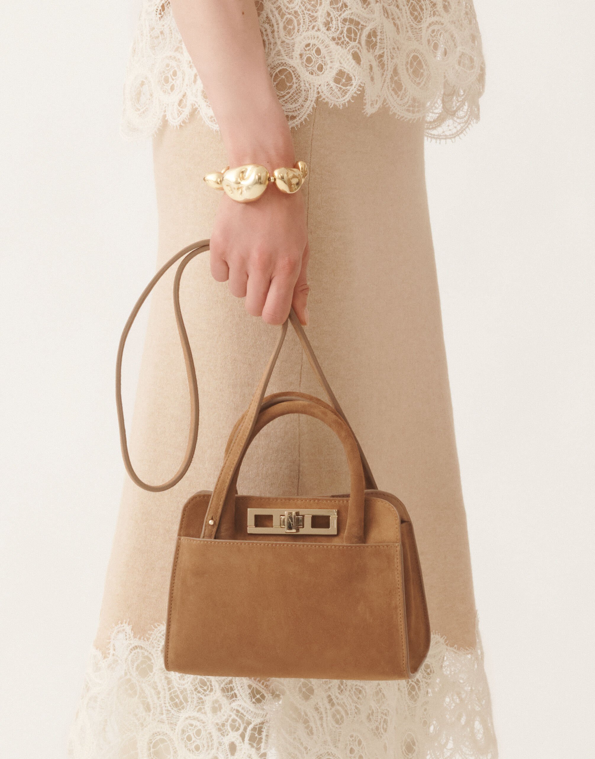 レディースSmall Josephine suede handbag, Brown ハンドバッグ