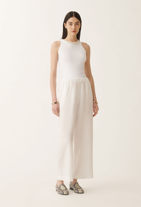 Fabiana Filippi Pantalone Trevi in tela di lino, bianco BIANCO PAD275F310D8350000