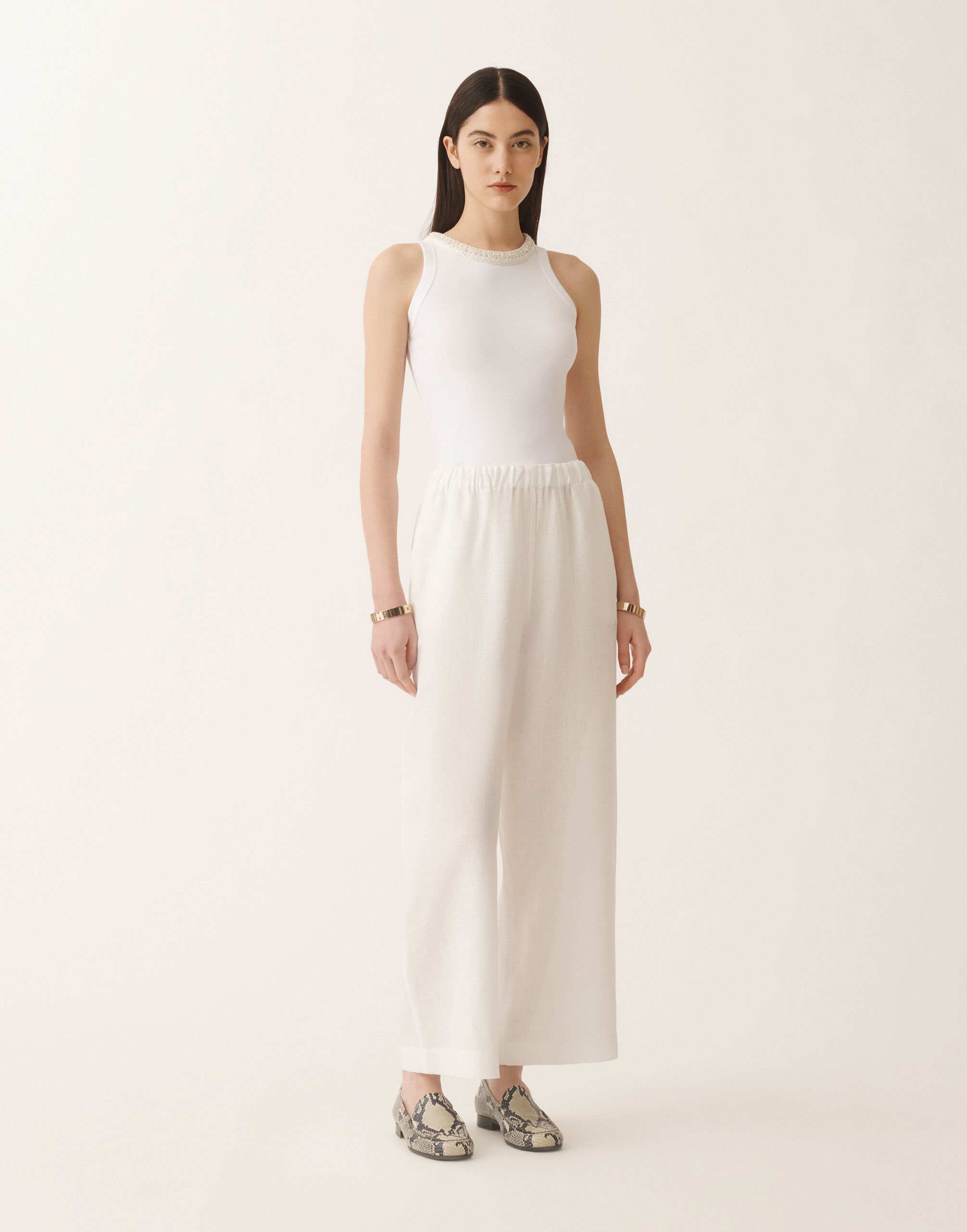 Fabiana Filippi Hose Trevi aus Leinencanvas, weiß WEISS PAD275F310D8350000