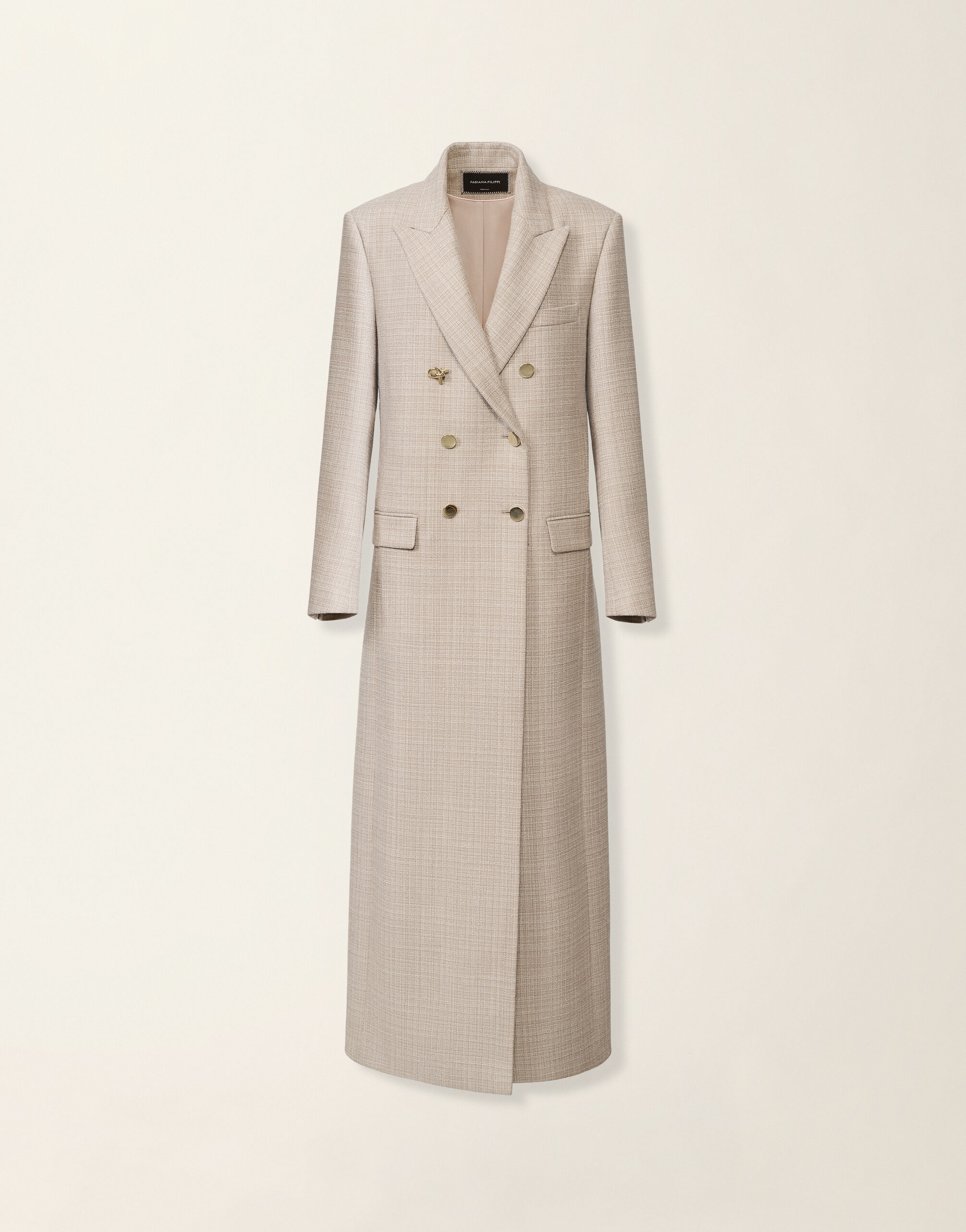 Cappotto doppiopetto in mouliné, moka meringa Fabiana Filippi Cappotto doppiopetto in mouliné, moka meringa Moka meringa CTD216F201D9830000
