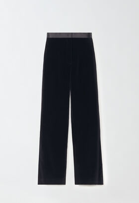 Fabiana Filippi VELVET WIDE LEG TUXEDO TROUSERS BLACK CTD214F382D7520000
