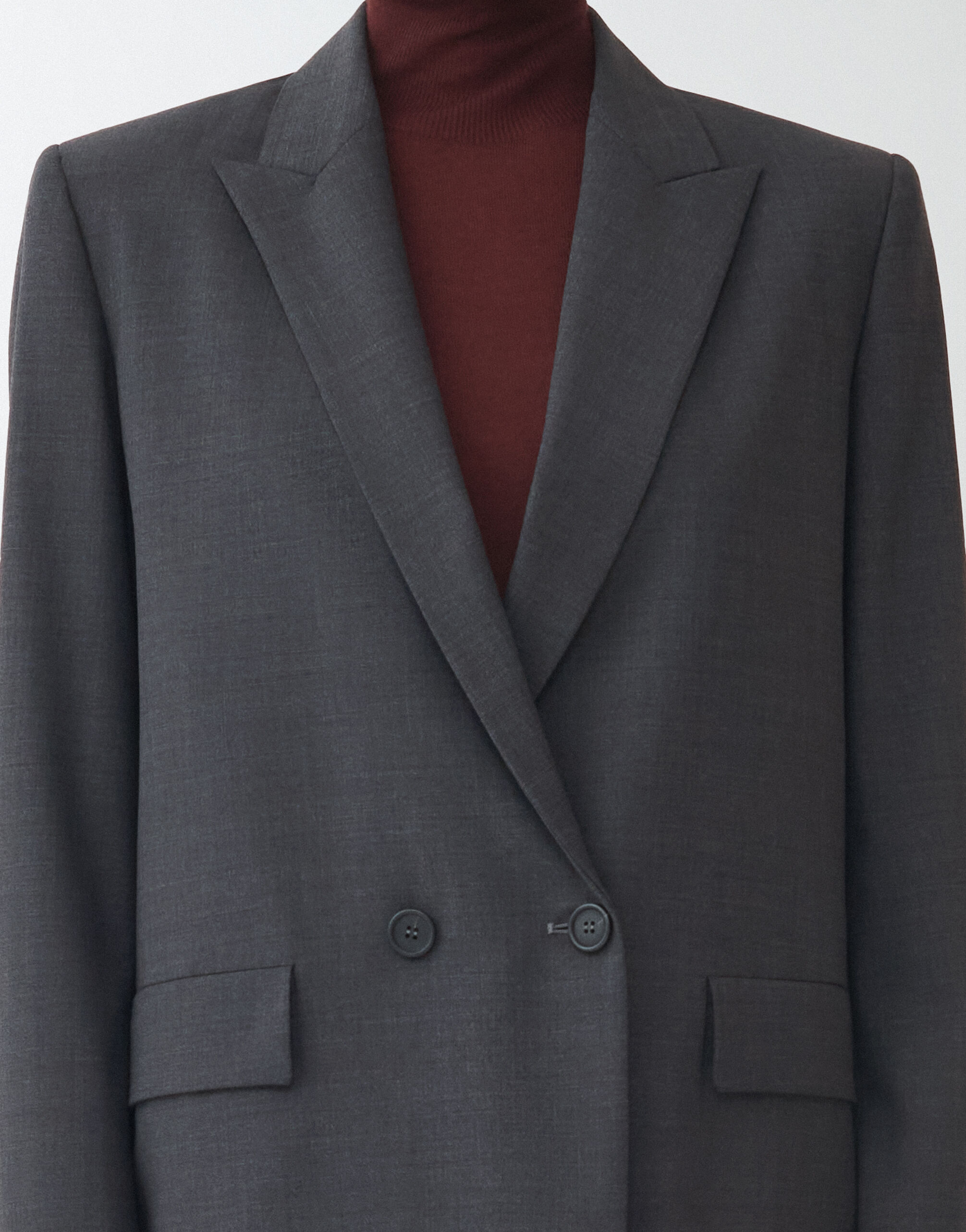 Fabiana Filippi Cool wool double-breasted jacket, charcoal CHARCOAL GCD264F162D6200000