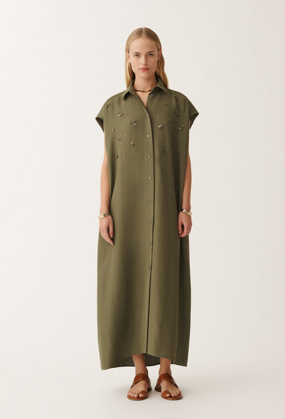 Fabiana Filippi Linen and viscose shirt dress, grass GREEN ABD275F655L3720000