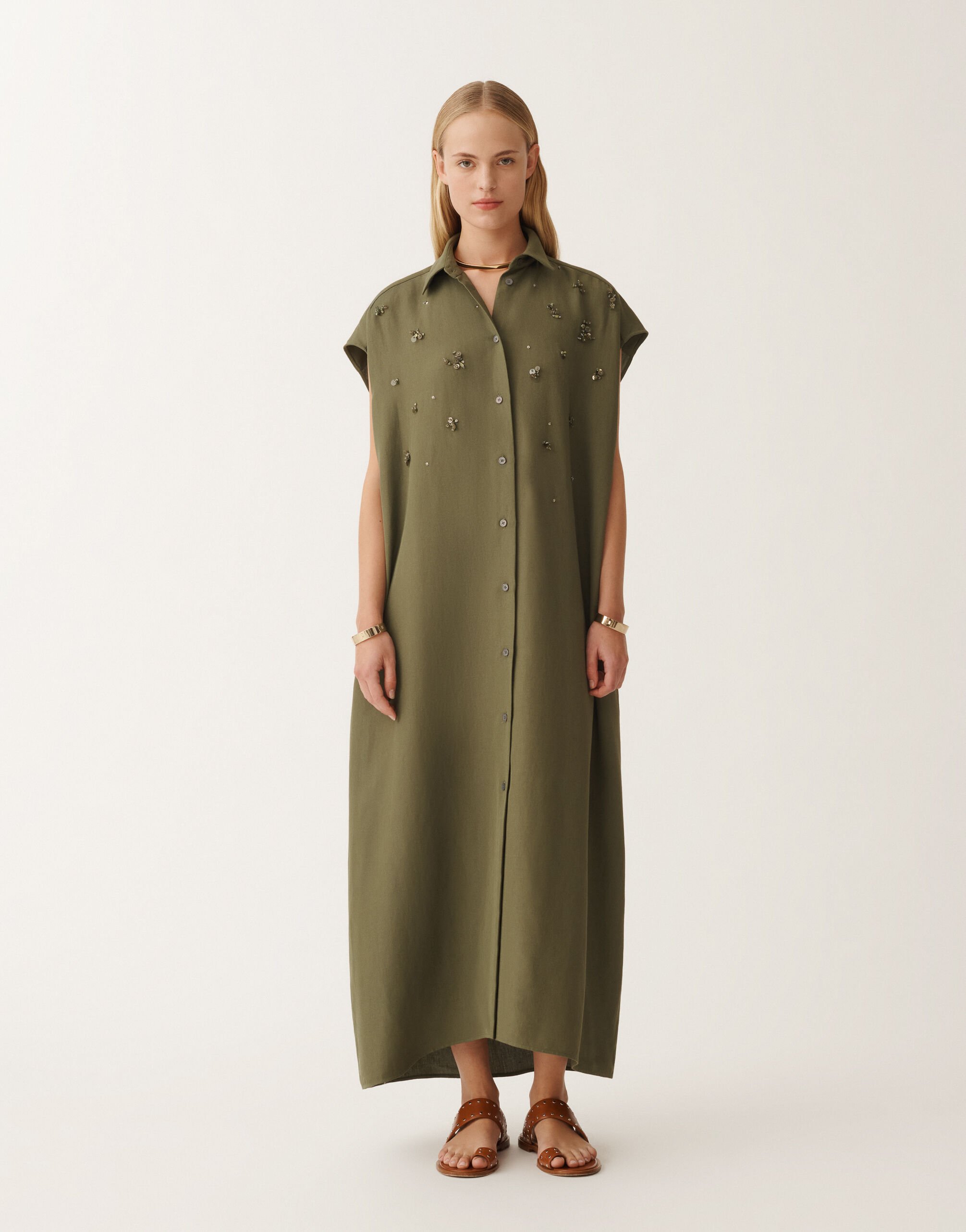 Fabiana Filippi Blusenkleid aus Leinen und Viskose, grasgrün GRÜN ABD275F655L3720000