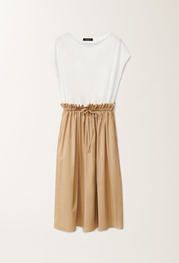 Fabiana Filippi Cotton and technical poplin dress, optical white and sand WHITE ABD275F626L3740000