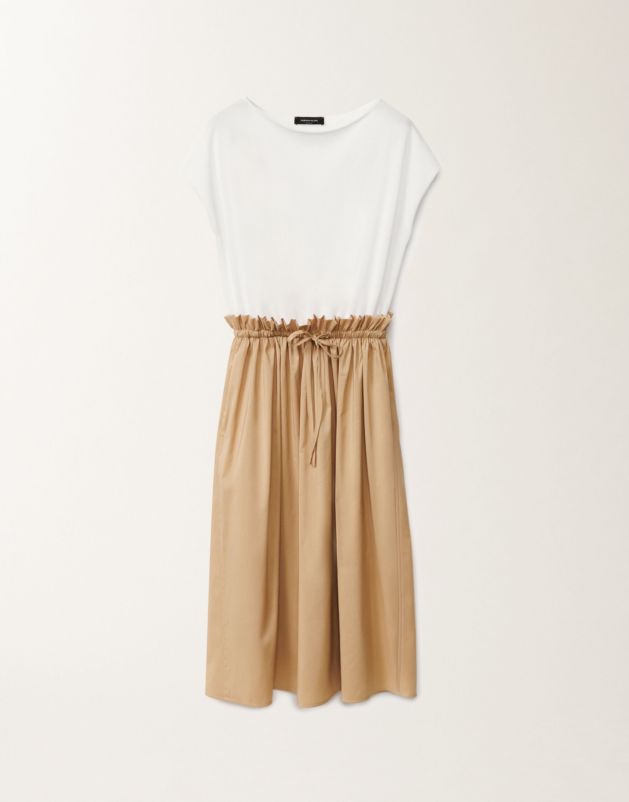 Fabiana Filippi Kleid aus Baumwolle und technischem Popeline, optisch weiß und sand WEISS ABD275F626L3740000