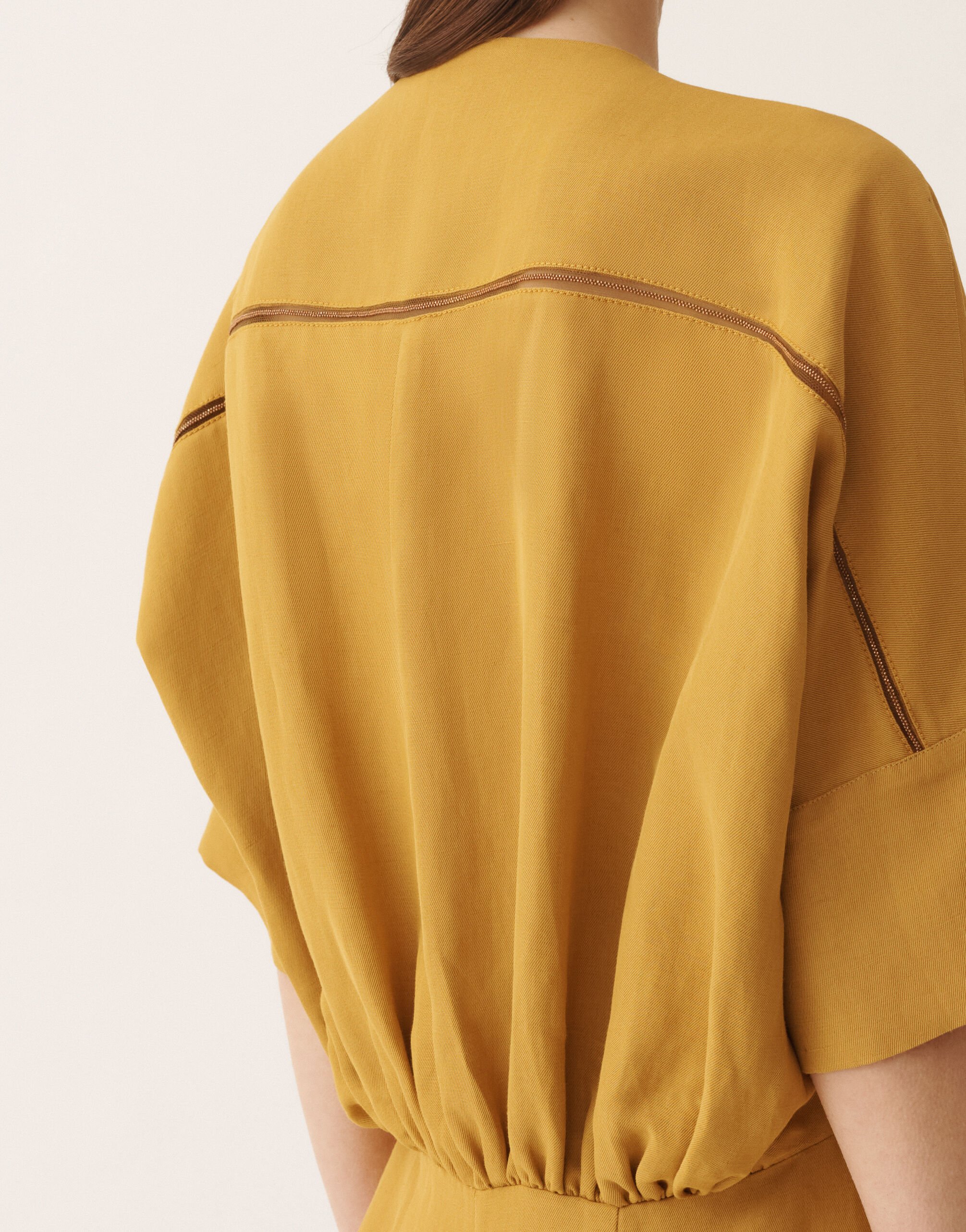 Fabiana Filippi Fluid linen and viscose dress in mustard MUSTARD ABD276F644M1480000