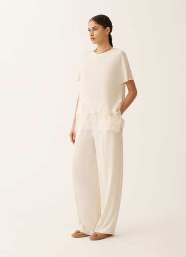 Fabiana Filippi Pantalone in fluido di lino e viscosa, burro BURRO PAD276F336M1500000