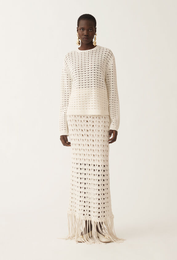 Fabiana Filippi Platinum cardigan, raffia WHITE MAD215F039L5050000
