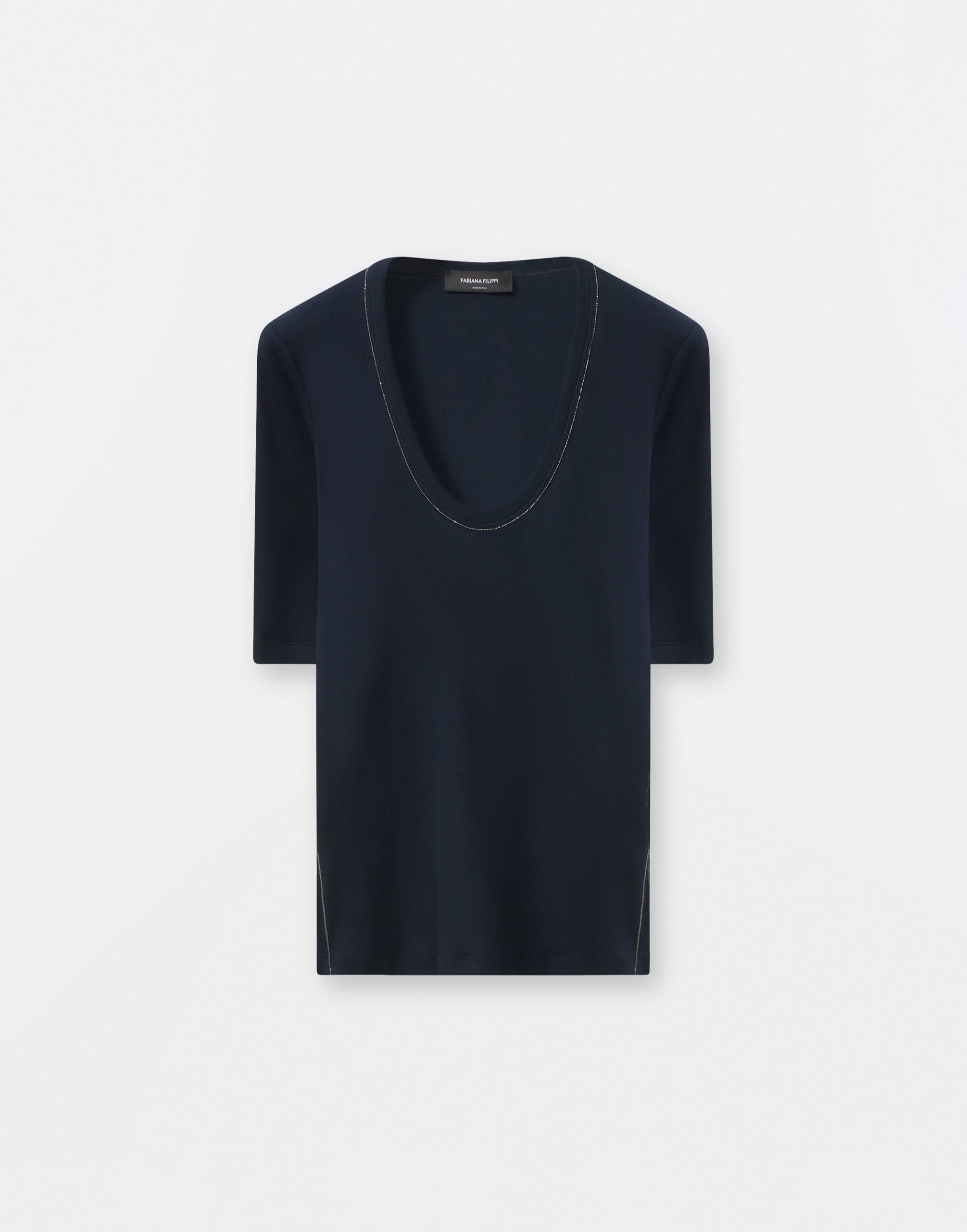 Fabiana Filippi T-shirt en jersey, bleu nuit noir TPD264F218I9120000