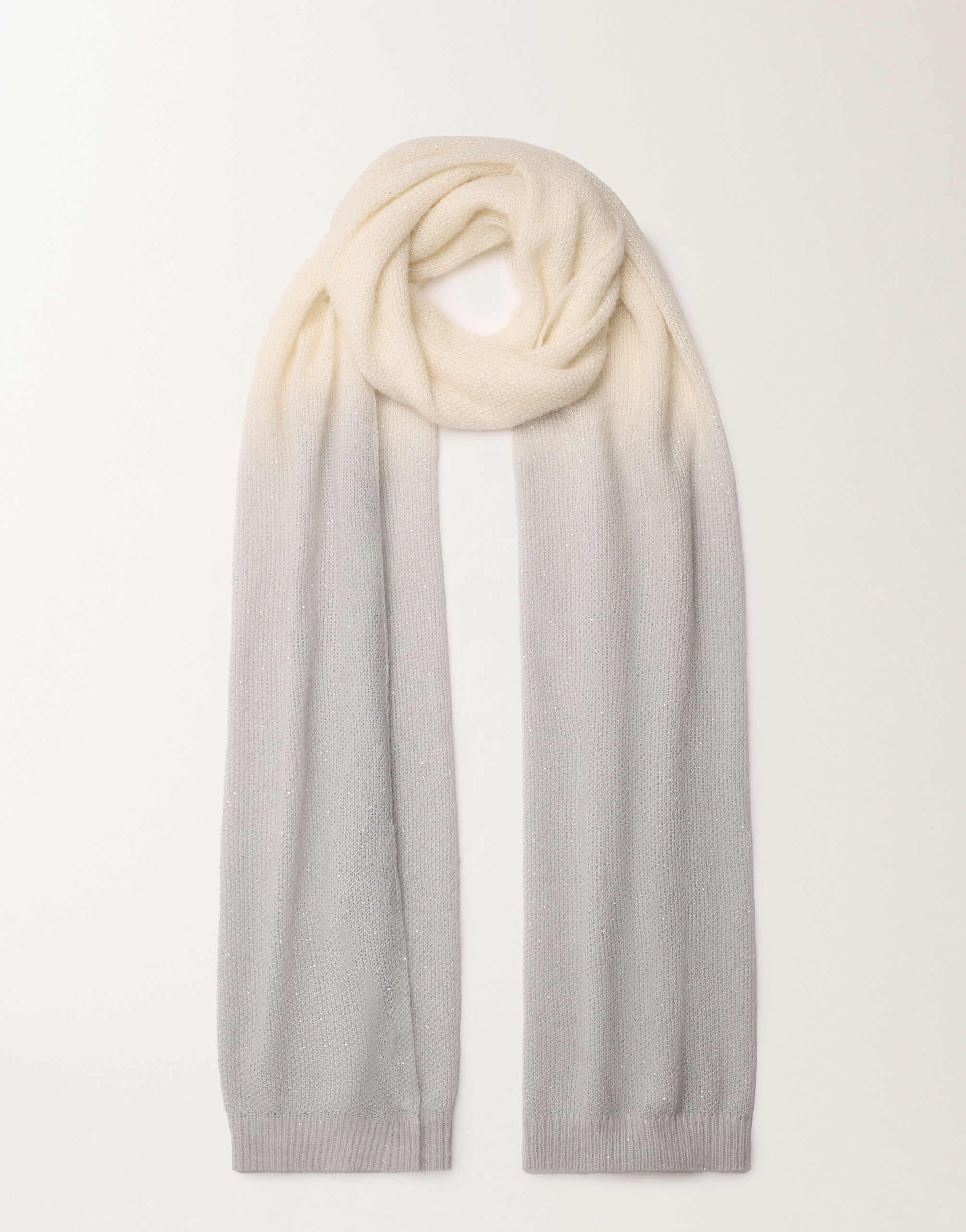 Fabiana Filippi Mohair scarf with gradient micro sequins, raffia and gray Gray SAD266A878L9000000