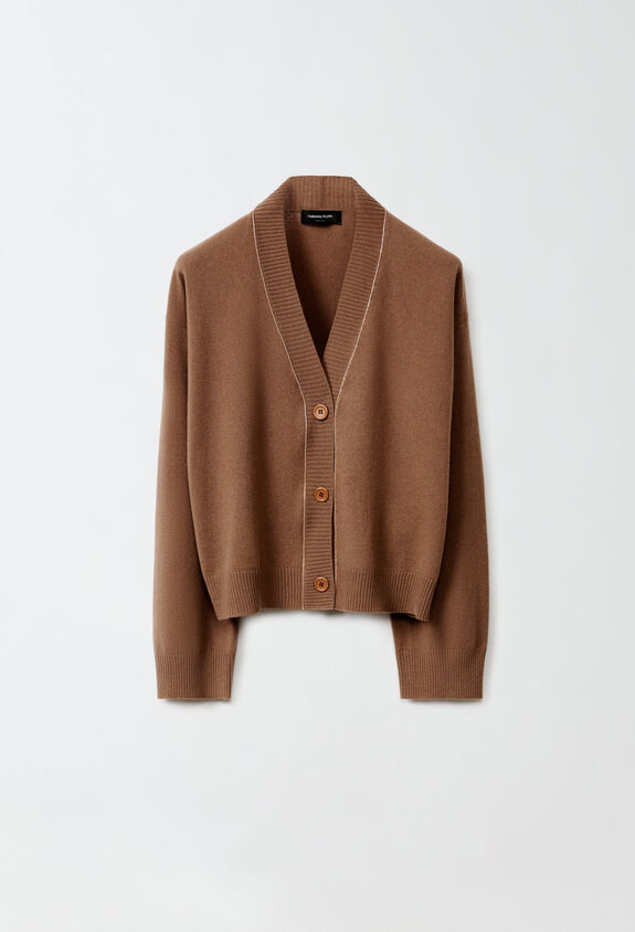 FETICO◇WOOL CASHMERE KNIT CARDIGAN/1/ウール/ブラック/無地/FTC234 