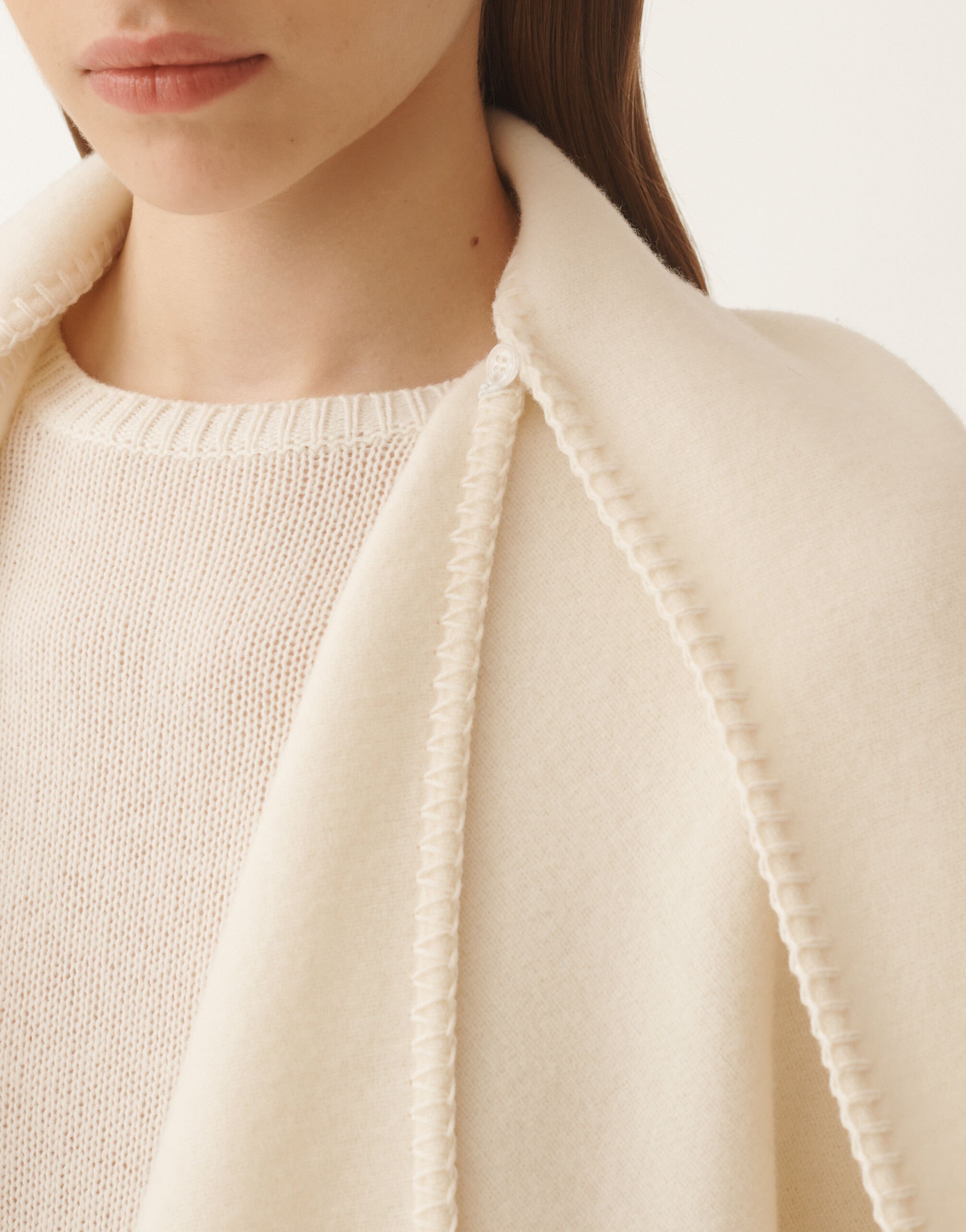 Fabiana Filippi Wool cloak, butter WHITE SAD215A884L8300000